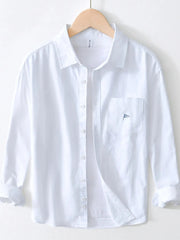 Men's Striped Button Up Long Sleeve Shirt White / 170/88A