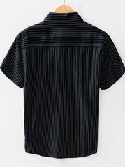Men's Striped Button Up Short Sleeve Shirt