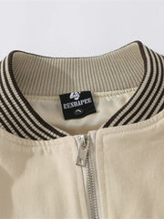 Men's Striped Hem Zip Up Jacket