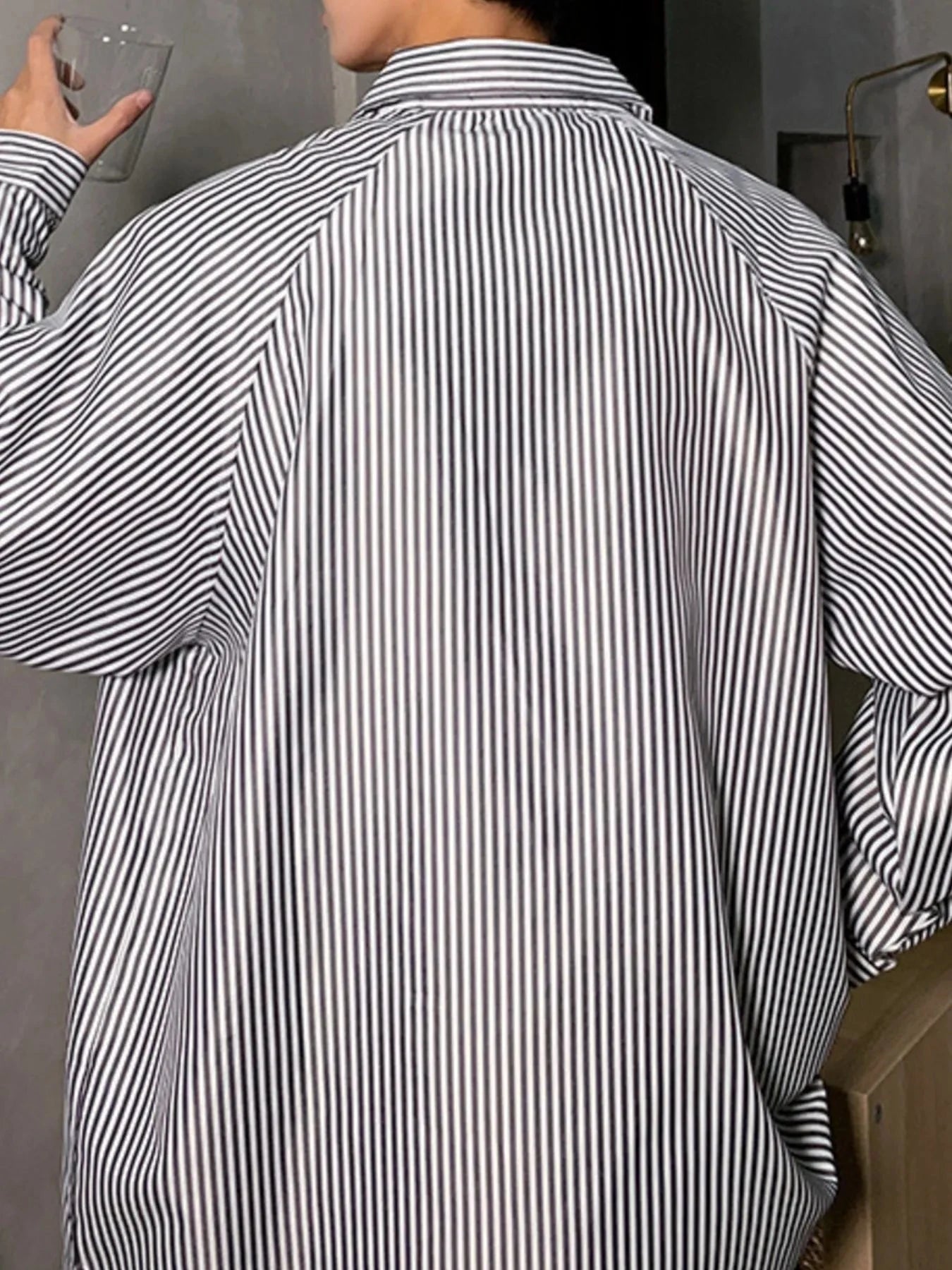 Men's Striped Long Sleeve Button-Up Shirt