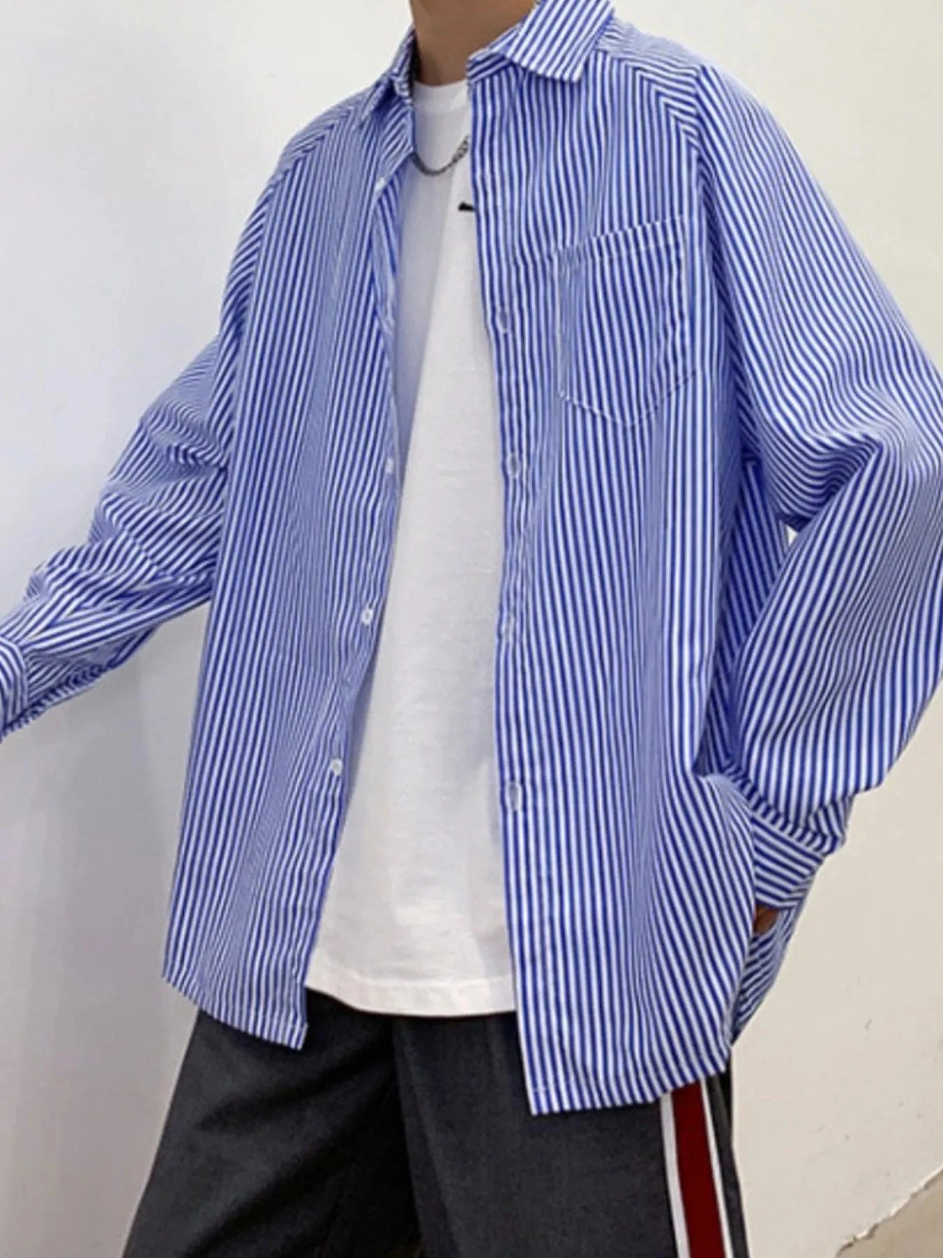 Men's Striped Long Sleeve Button-Up Shirt