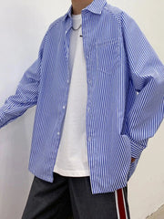 Men's Striped Long Sleeve Button-Up Shirt