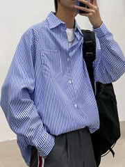 Men's Striped Long Sleeve Button-Up Shirt