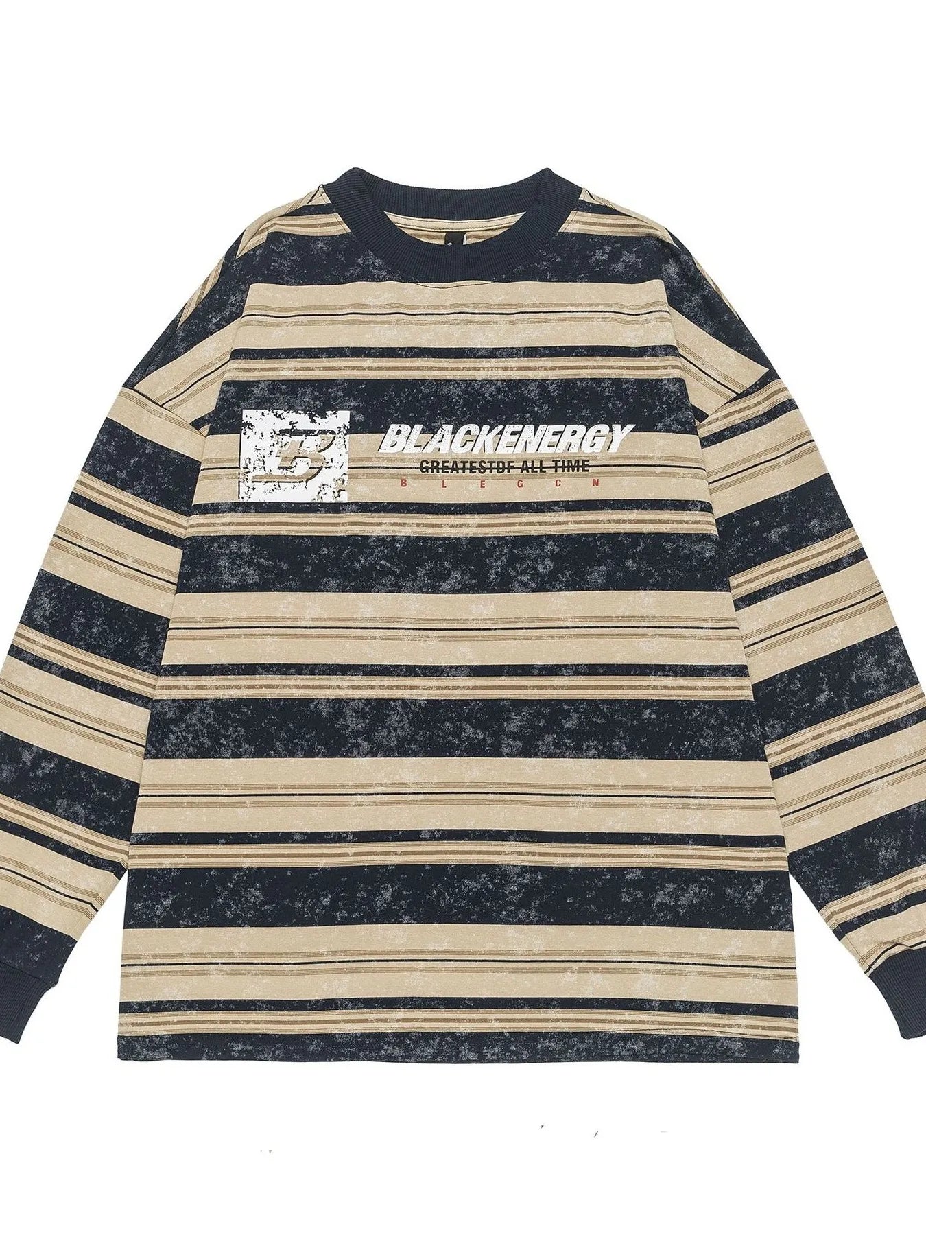 Men's Striped Long Sleeve Sweatshirt Navy Blue Stripes / S