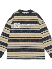 Men's Striped Long Sleeve Sweatshirt Navy Blue Stripes / S