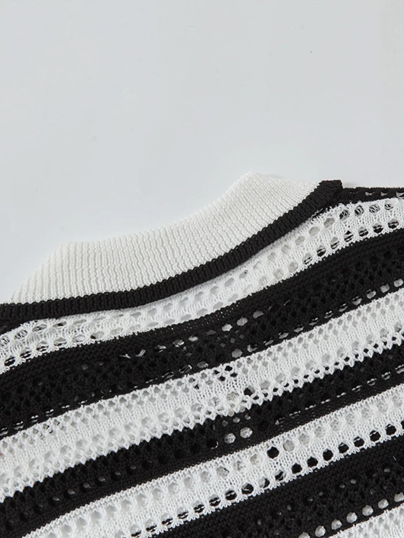 Men's Striped Openwork Knit Polo