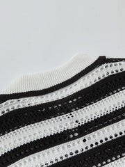 Men's Striped Openwork Knit Polo