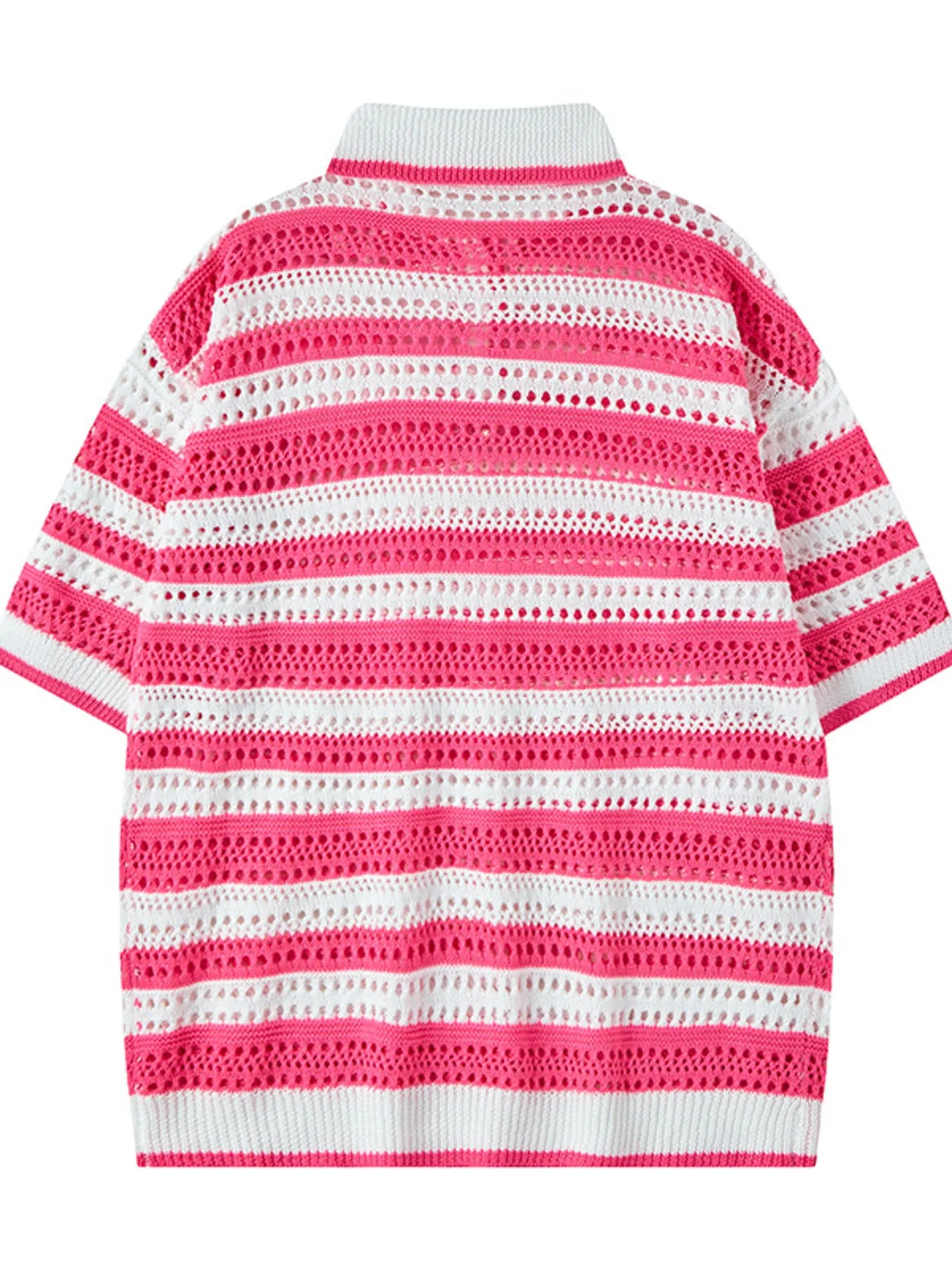 Men's Striped Openwork Knit Polo