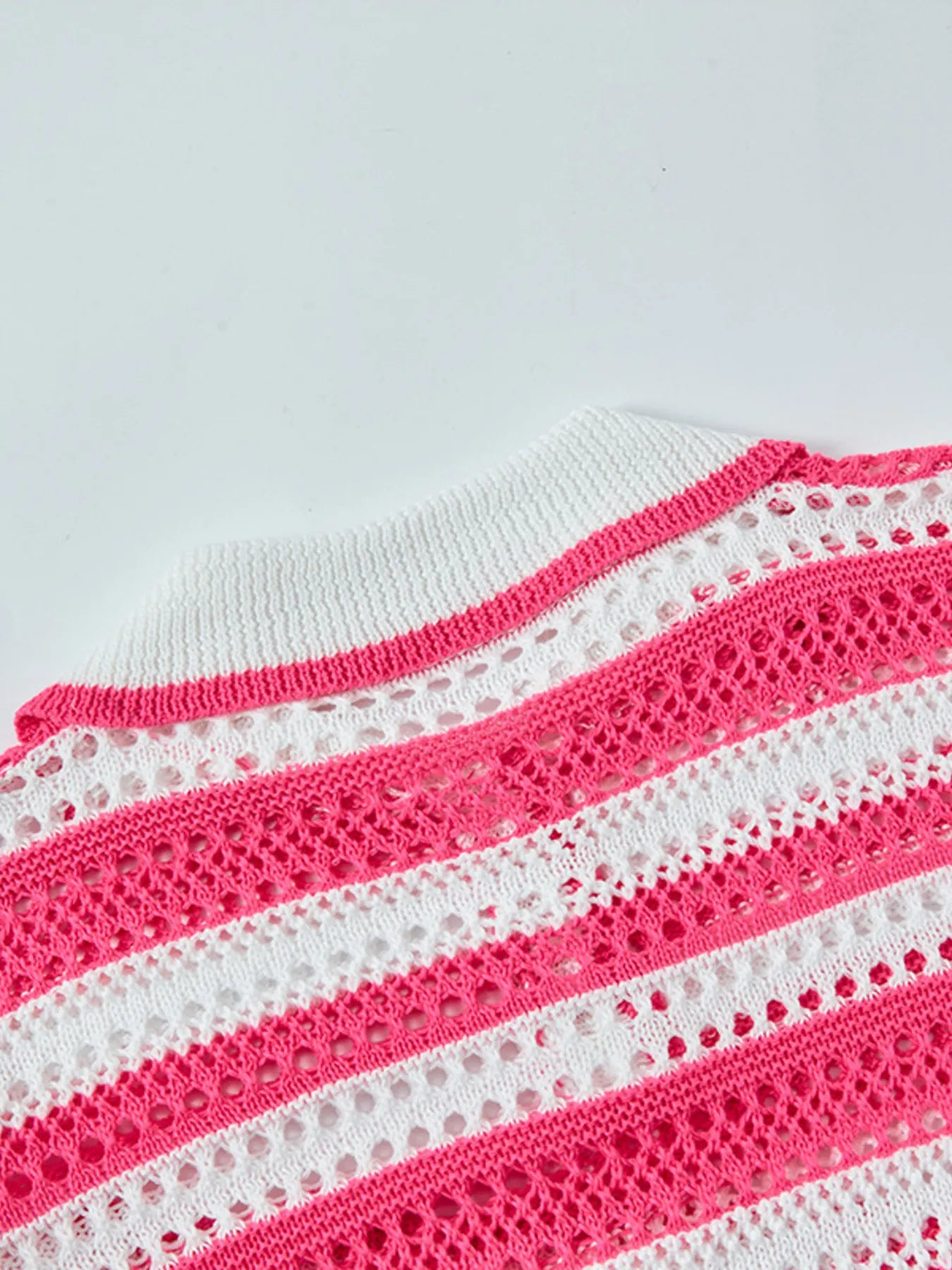 Men's Striped Openwork Knit Polo