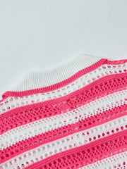 Men's Striped Openwork Knit Polo