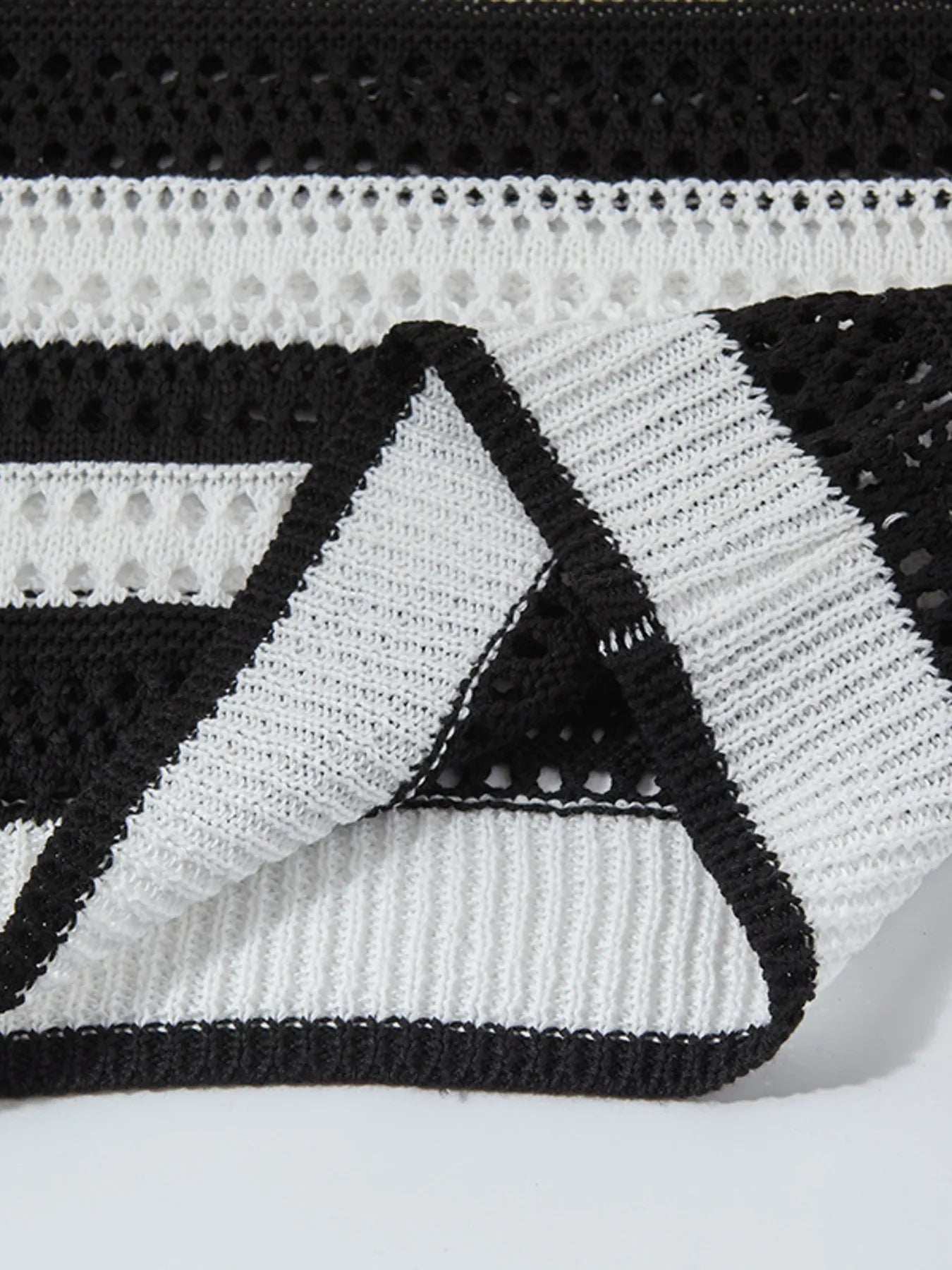Men's Striped Openwork Knit Polo