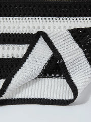 Men's Striped Openwork Knit Polo