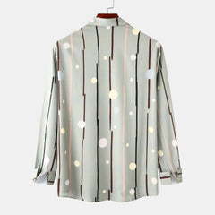 Men's Striped Polka Dot Button-Down Shirt