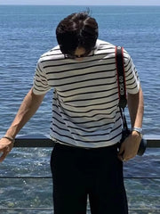 Men's Striped Round Neck Short Sleeve T-Shirt