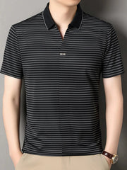 Men's Striped Short Sleeve Polo Black / 165