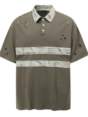 Men's Striped Short Sleeve Polo Grey / M