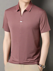 Men's Striped Short Sleeve Polo Red / 165