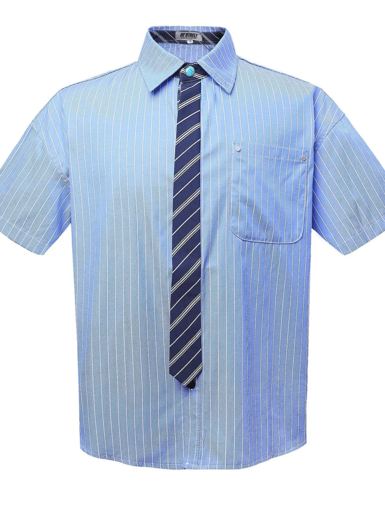 Men's Striped Short Sleeve Shirt Blue / M