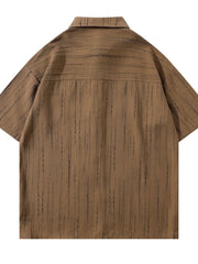 Men's Striped Short Sleeve Shirt with Tie