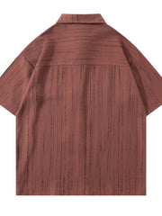 Men's Striped Short Sleeve Shirt with Tie