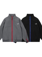 Men's Striped Zip Up Long Sleeve Jacket