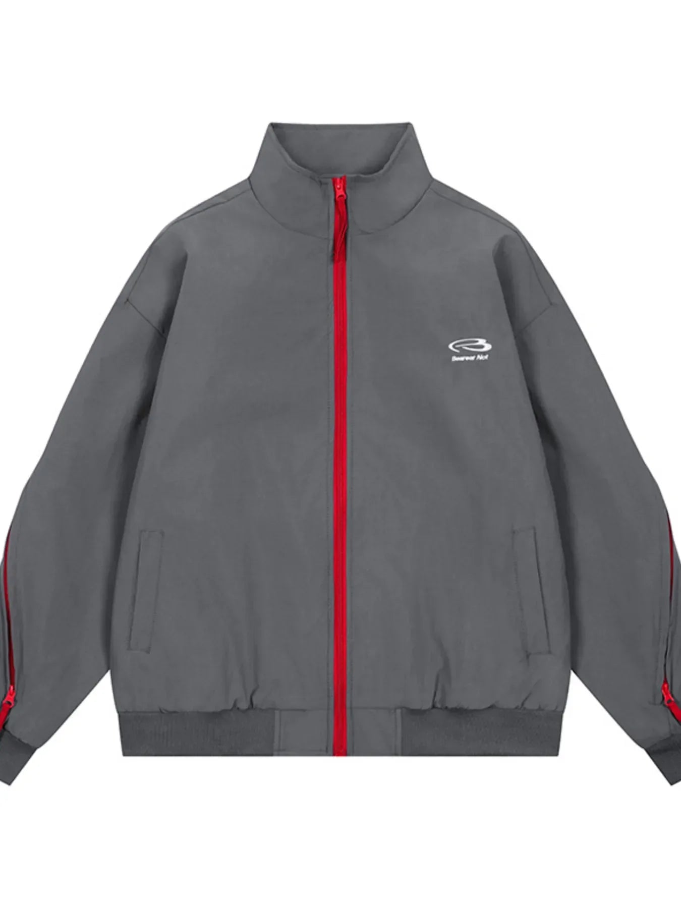 Men's Striped Zip Up Long Sleeve Jacket Gray / M