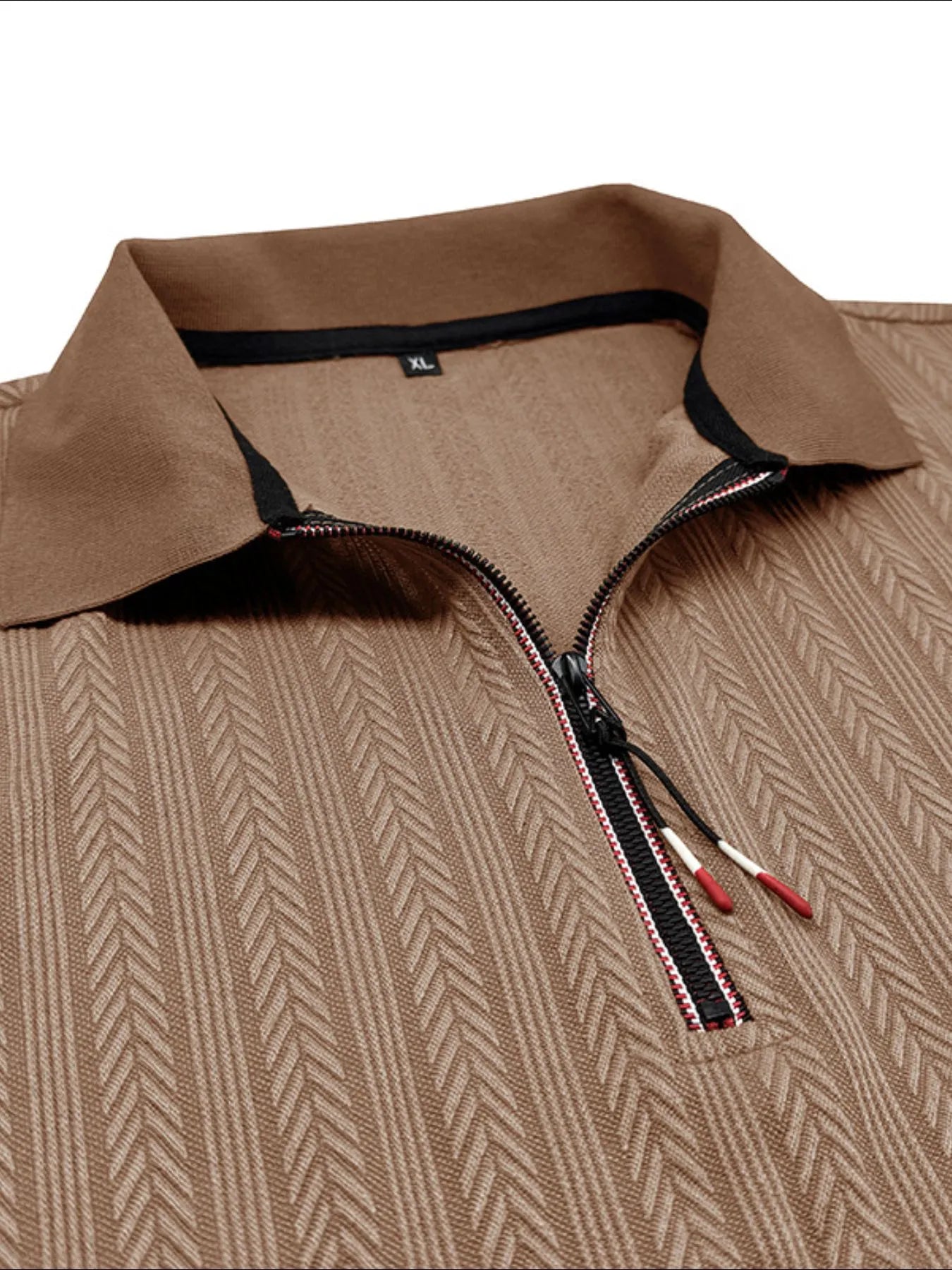 Men's Textured Quarter-Zip Polo Shirt