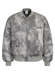 Men's Tie-Dye Zip-Up Bomber Jacket Gray / M