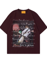 Men's Vintage Graphic Short Sleeve Oversized T-Shirt Red / M