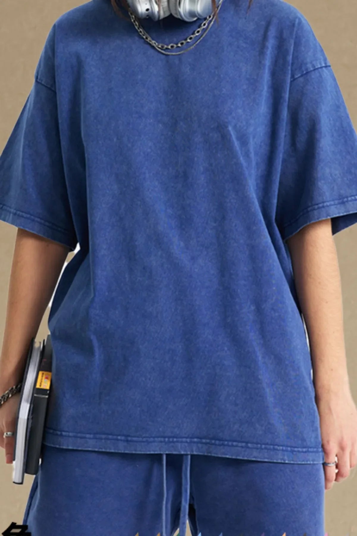 Men's Vintage Washed Oversized T-Shirt Blue / S