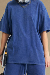 Men's Vintage Washed Oversized T-Shirt Blue / S