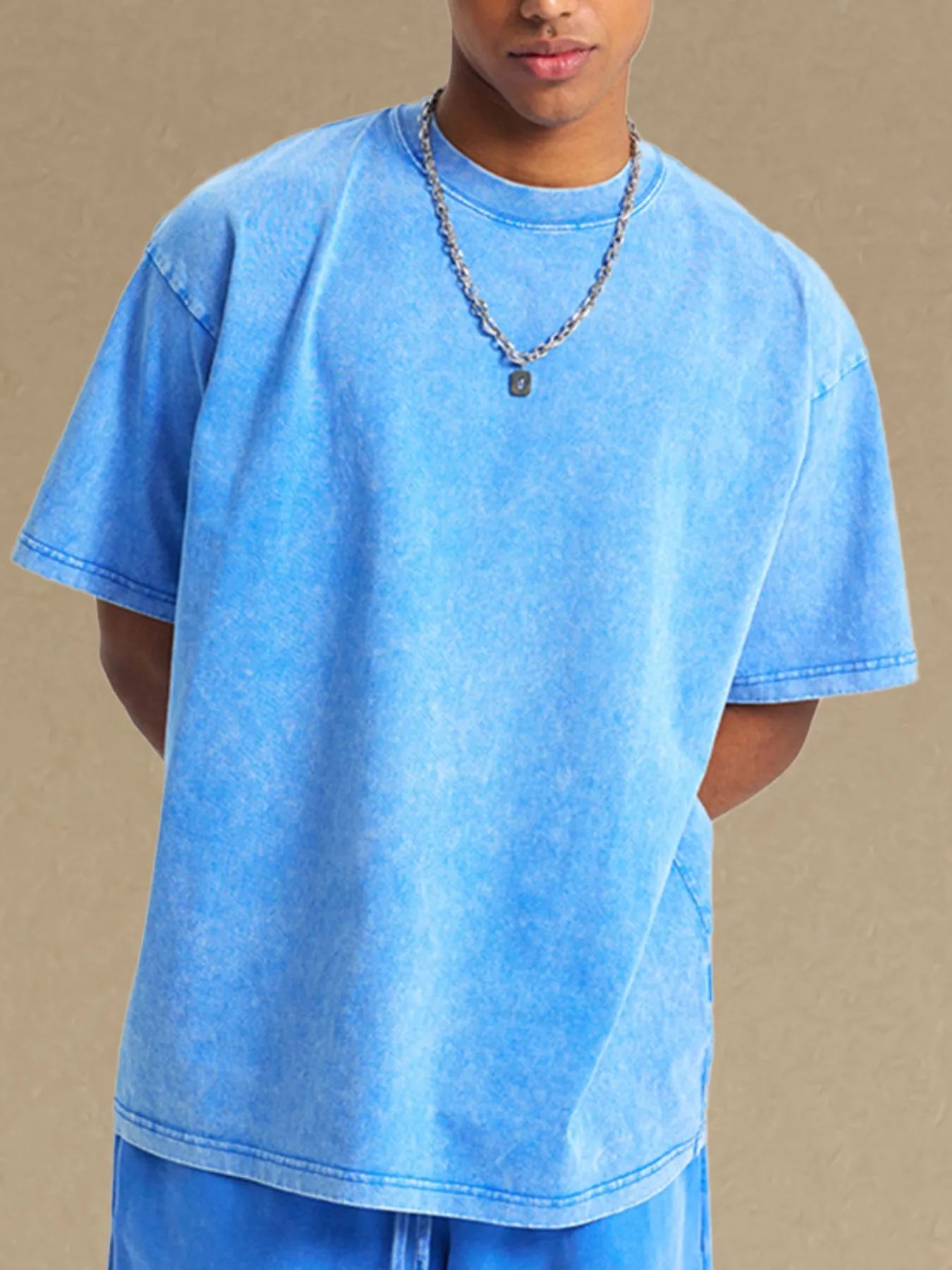 Men's Vintage Washed Oversized T-Shirt Light Blue / S