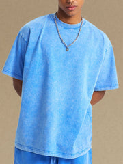 Men's Vintage Washed Oversized T-Shirt Light Blue / S