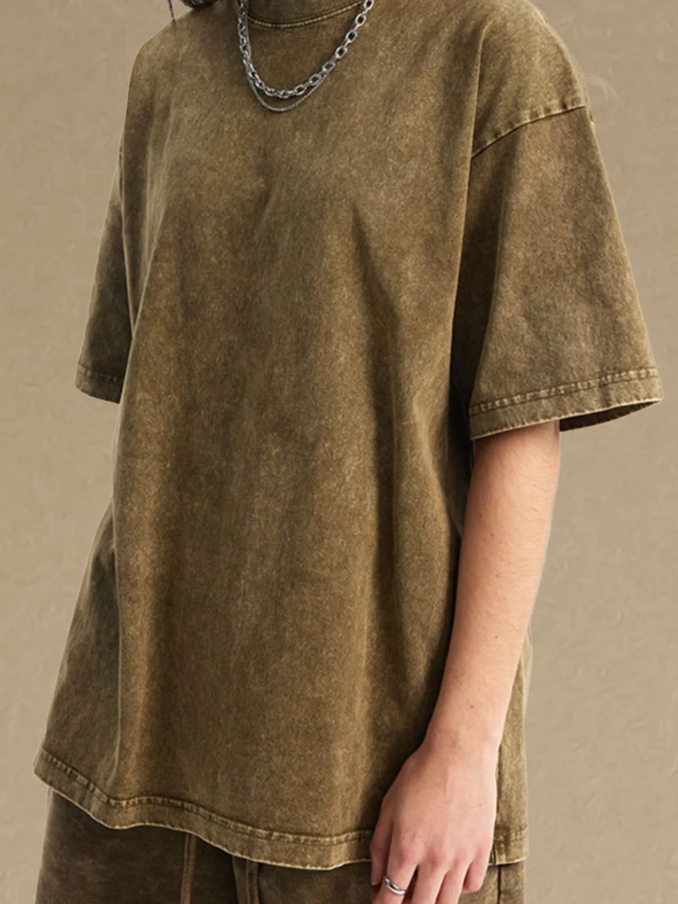 Men's Vintage Washed Oversized T-Shirt Olive / S
