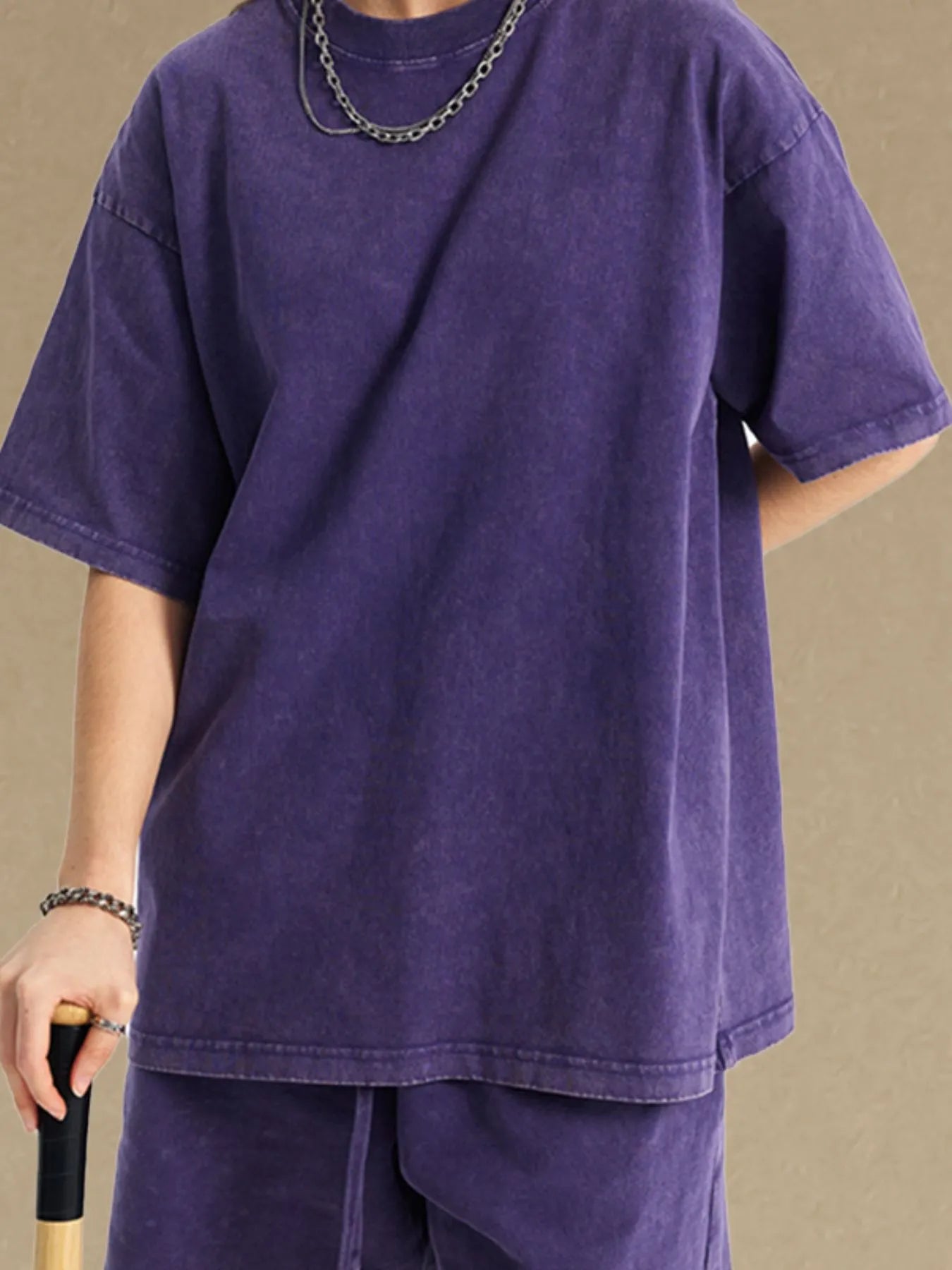 Men's Vintage Washed Oversized T-Shirt Violet / S