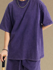 Men's Vintage Washed Oversized T-Shirt Violet / S