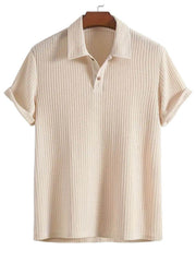Men's Waffle-Knit Collared Neck Short Sleeve Polo