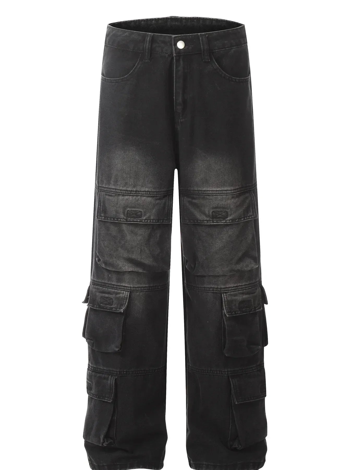 Men's Wash Wide Leg Cargo Jeans Black / S