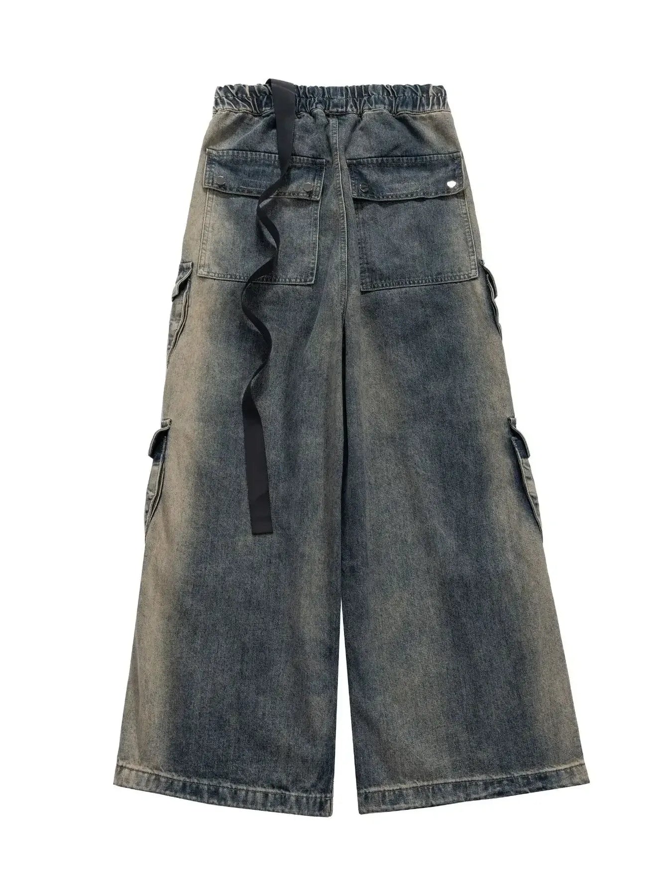 Men's Washed Cargo Jeans with Drawstring Waist