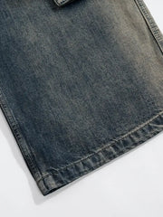 Men's Washed Cargo Jeans with Drawstring Waist