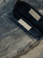 Men's Washed Cargo Jeans with Drawstring Waist