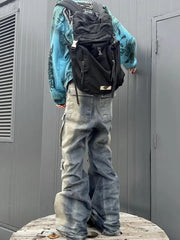 Men's Washed Cargo Jeans with Drawstring Waist