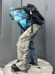 Men's Washed Cargo Jeans with Drawstring Waist