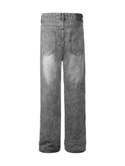 Men's Washed Distressed Relaxed Fit Jeans