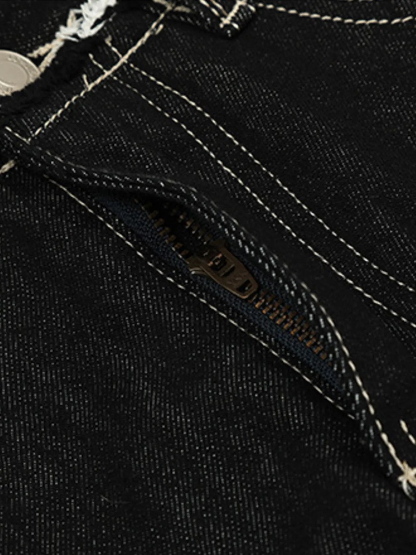 Men's Washed Frayed Hem Cuff Jeans