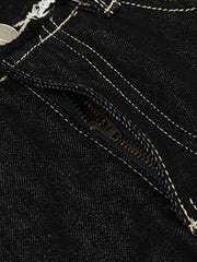 Men's Washed Frayed Hem Cuff Jeans