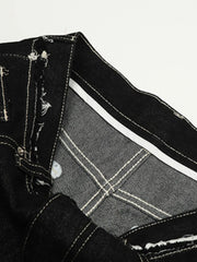 Men's Washed Frayed Hem Cuff Jeans