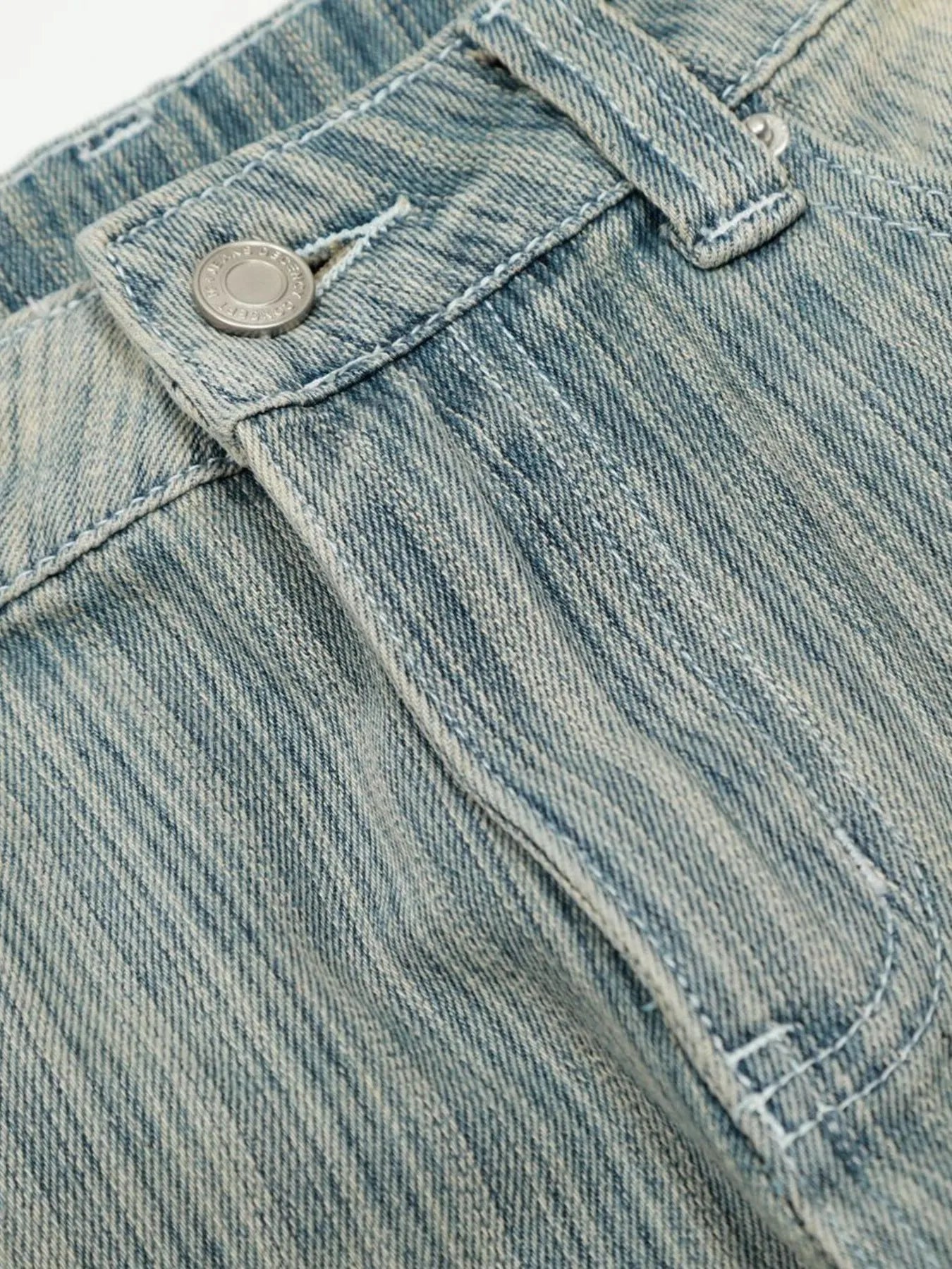 Men's Washed Pinstripe Wide Leg Jeans