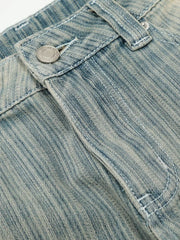 Men's Washed Pinstripe Wide Leg Jeans