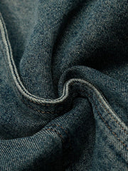 Men's Washed Straight Jeans with Unique Panel Design